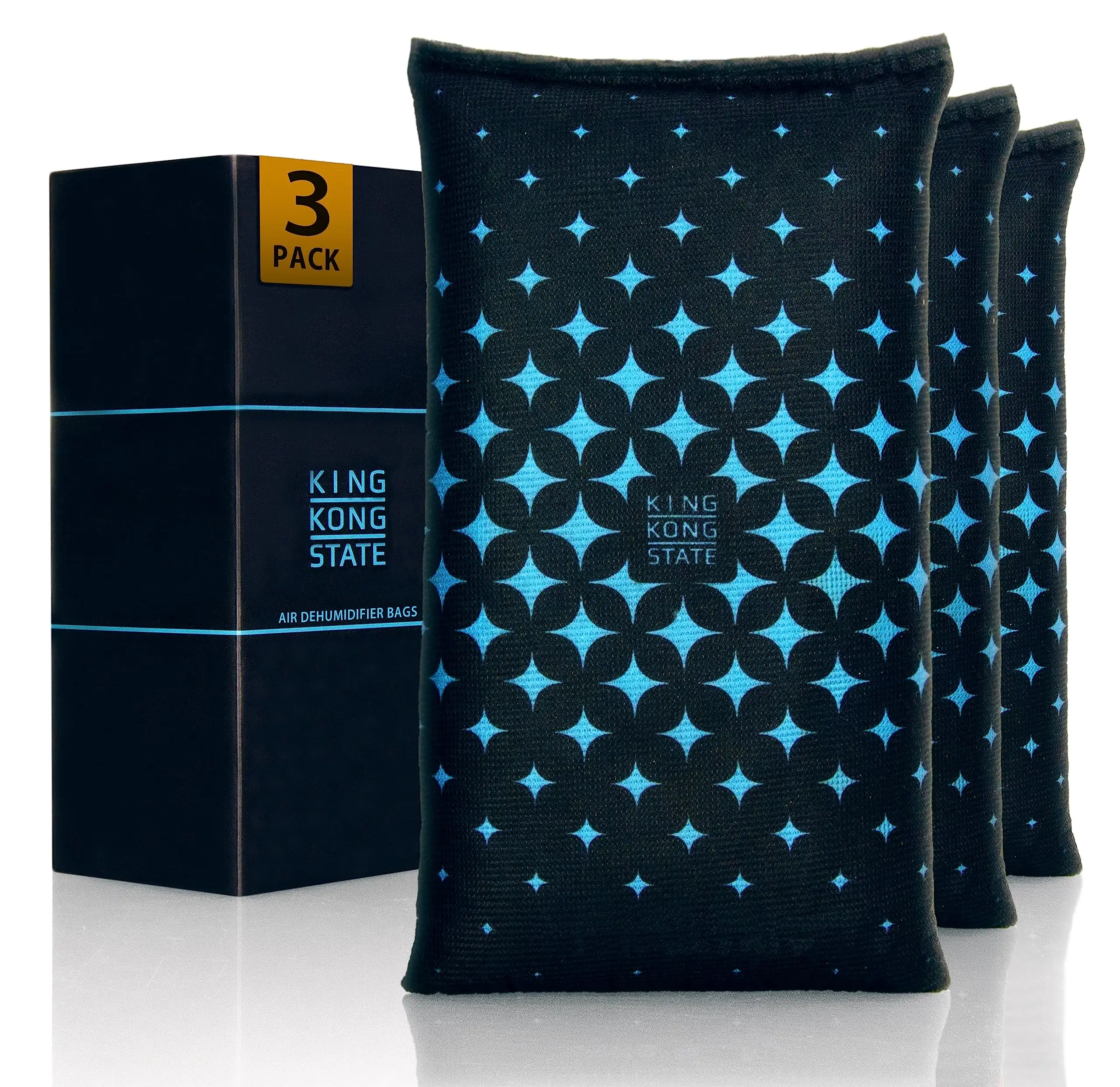 3-Pack Rechargeable 200g Silica Gel Dehumidifier Bag Reusable Desiccant for Cars Gun Safes Camping Hiking Storage Bins