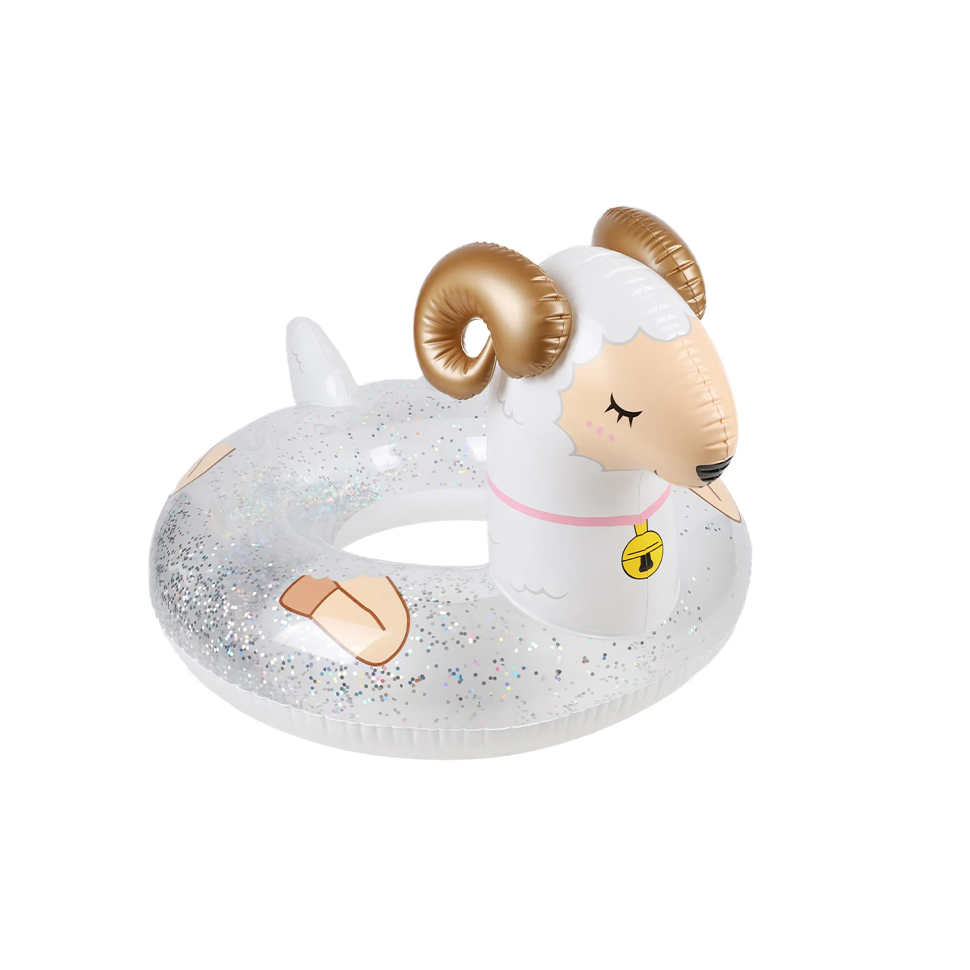 B01 Airmyfun New Design PVC sheep Inflatable Pool Circle Swimming Ring Transparent With Glitter Inside