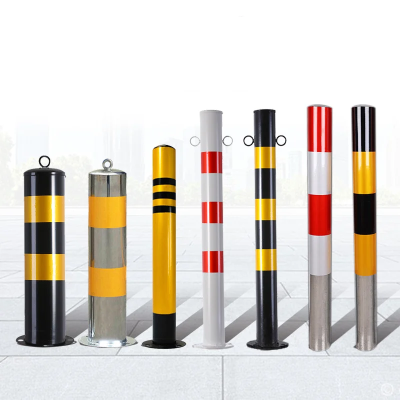 Durable Steel Traffic Guardrails Reflective Isolation Anti-Collision Bollards Road Safety Manual Barricades automatic bollard