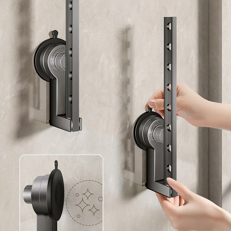 Portable Suction Cup Folding Clothes Drying Rack Versatile No-Drill Aluminum Hanger for Balcony Home and Travel