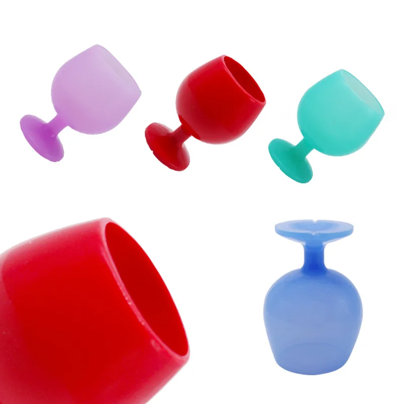 Unbreakable folding outdoor rubber goblet wine cup shatterproof silicone wine glasses