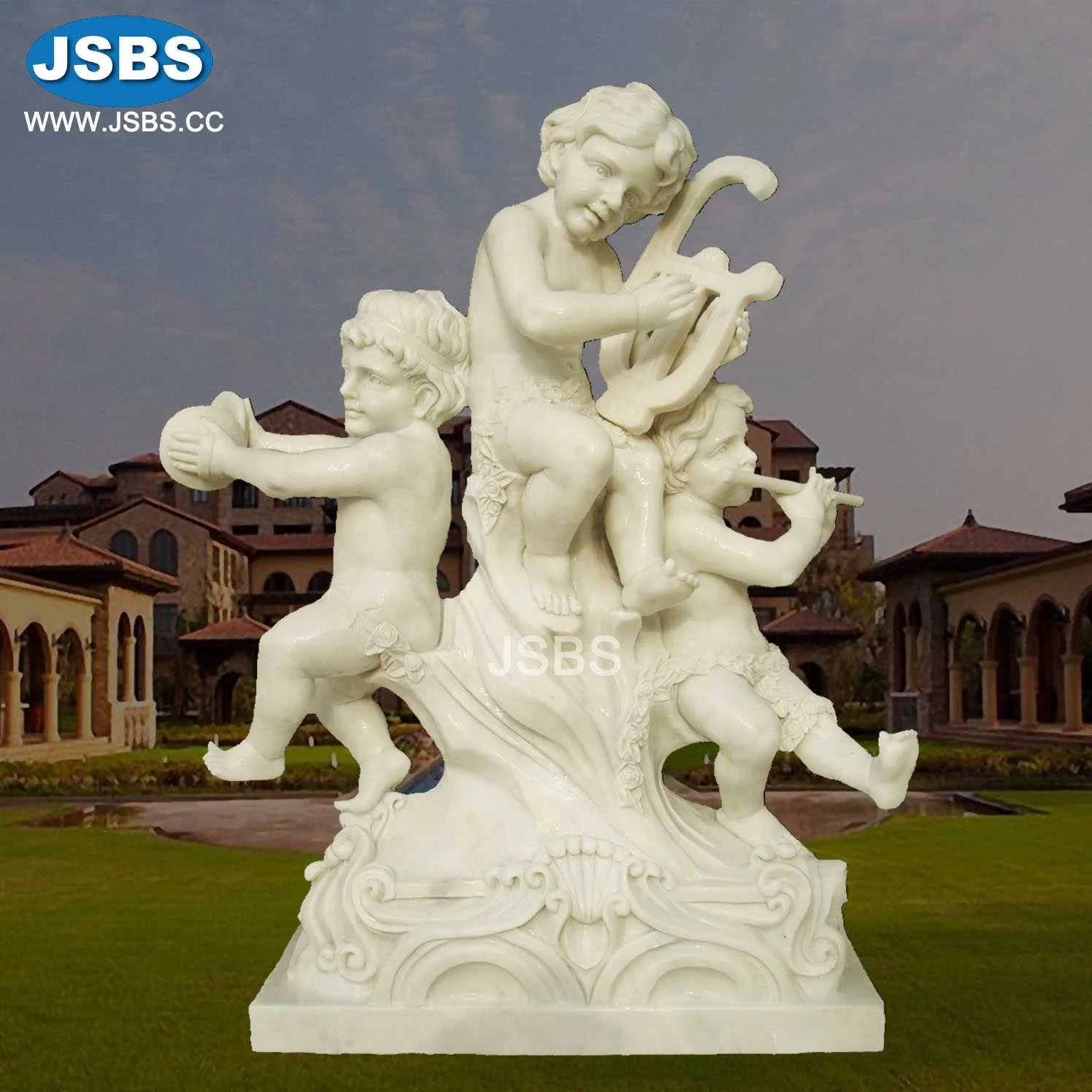 Белый мрамор резные мальчик статуя Ангела