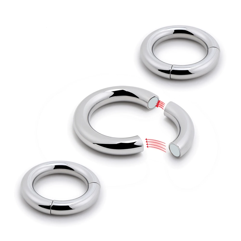 Stainless steel Magnetic Penis Cock Ring Magnet Weighted Ball Stretcher Stretching Switch Sextoy for Men