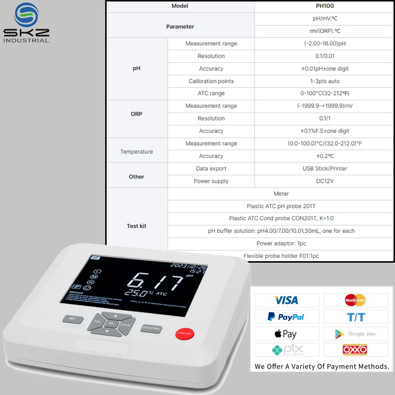 PH100 Laboratory Benchtop 3-in-1 Automatic Calibration PH TDS Meter Portable Conductivity Meter Industrial Use OEM/ODM/OBM