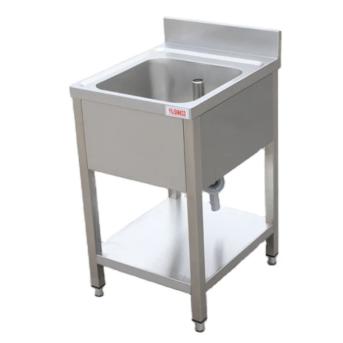 Customized Restaurant Free Standing Single Bowl Commercial Stainless Steel Kitchen Sink