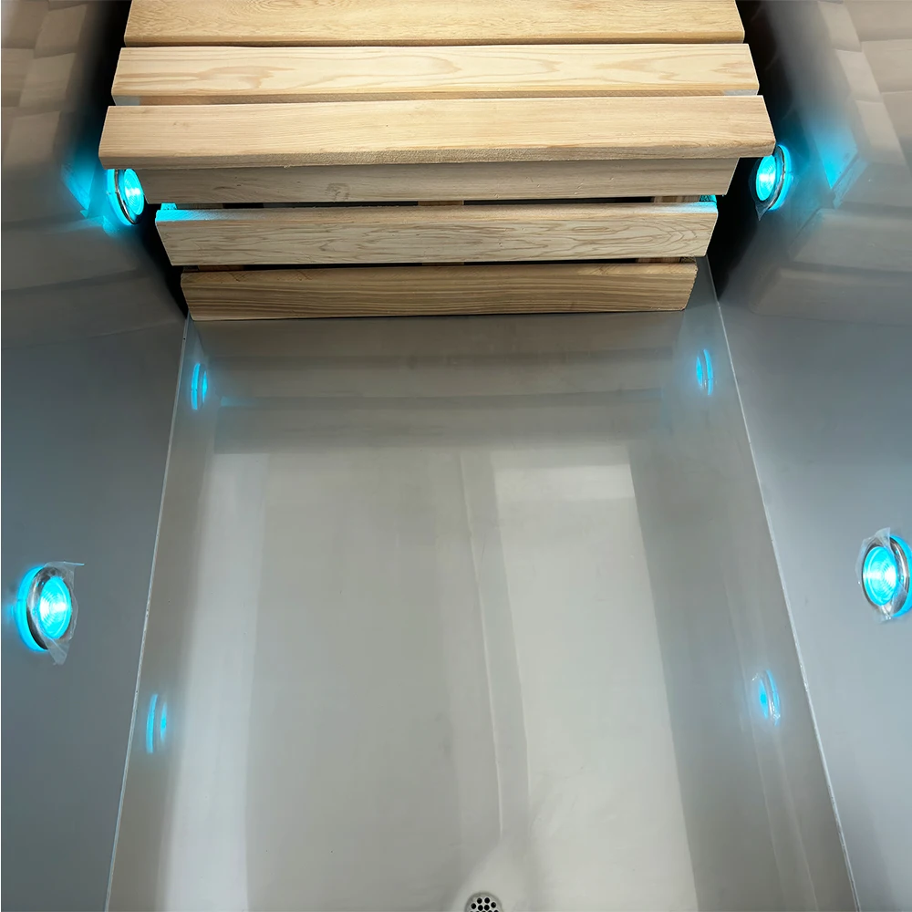Wholesale Stainless Steel Liner High Quality Red Cedar Wood Hot And Cold Bath Tub Cold Plunge Tub Manufacture