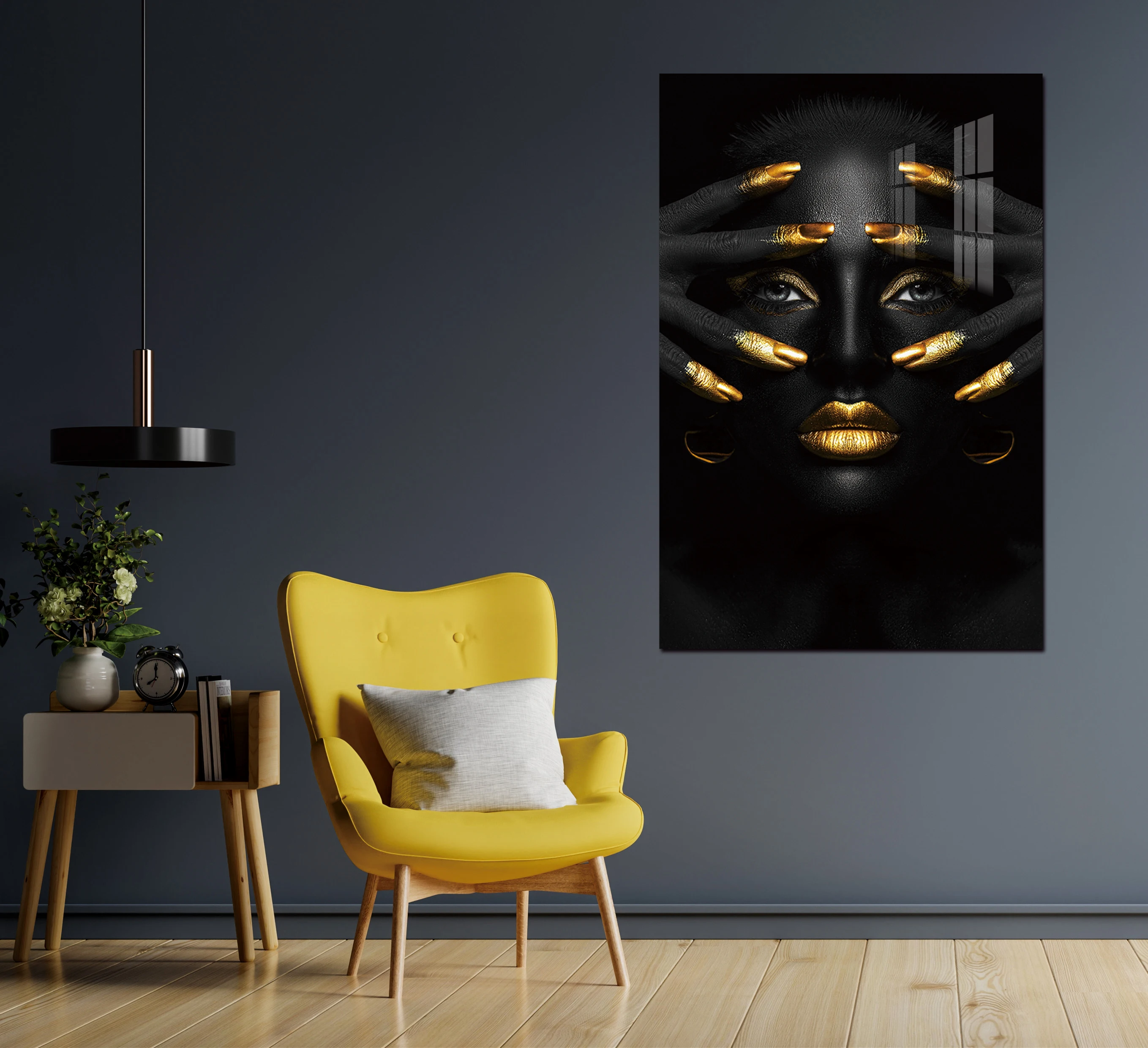 Custom Figure Portrait wall art Black african American woman Crystal Porcelain Painting with Aluminum Frame for home decor