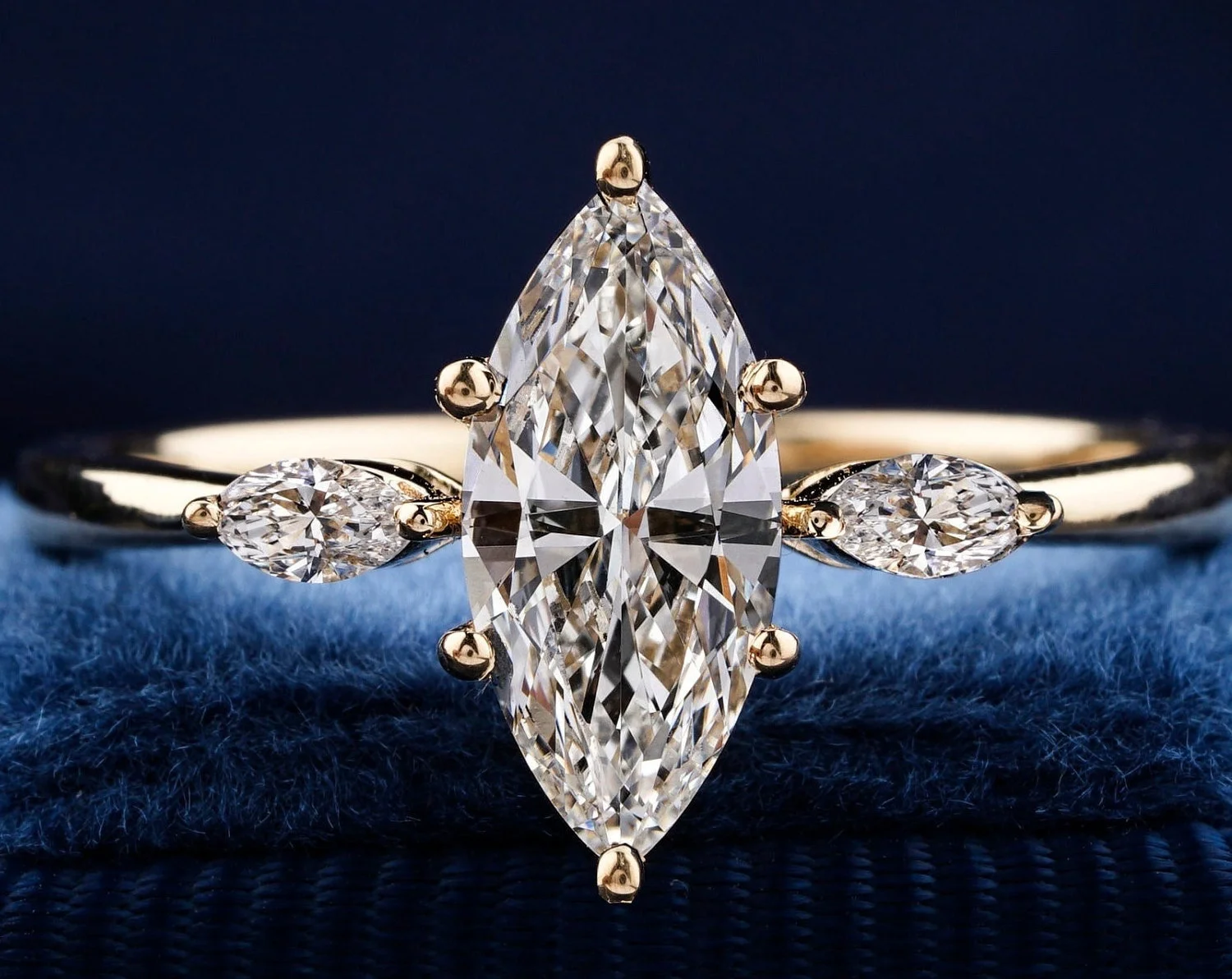 1ct Custom Fashion jewelry marquise cutting lab grown diamond ring 14k 18k gold Marquise Cut Lab Grown Diamond Engagement Ring