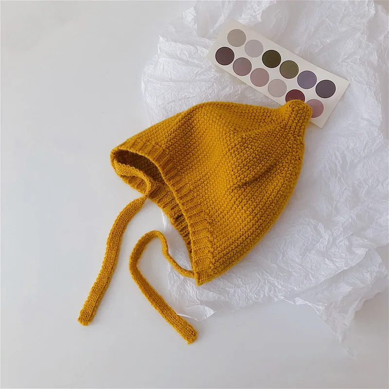 Cute Infant Baby Knitted Hat Toddler Boys Girls Soft Warm Ear Protection Bonnet Cap Kids Solid Crochet Beanies