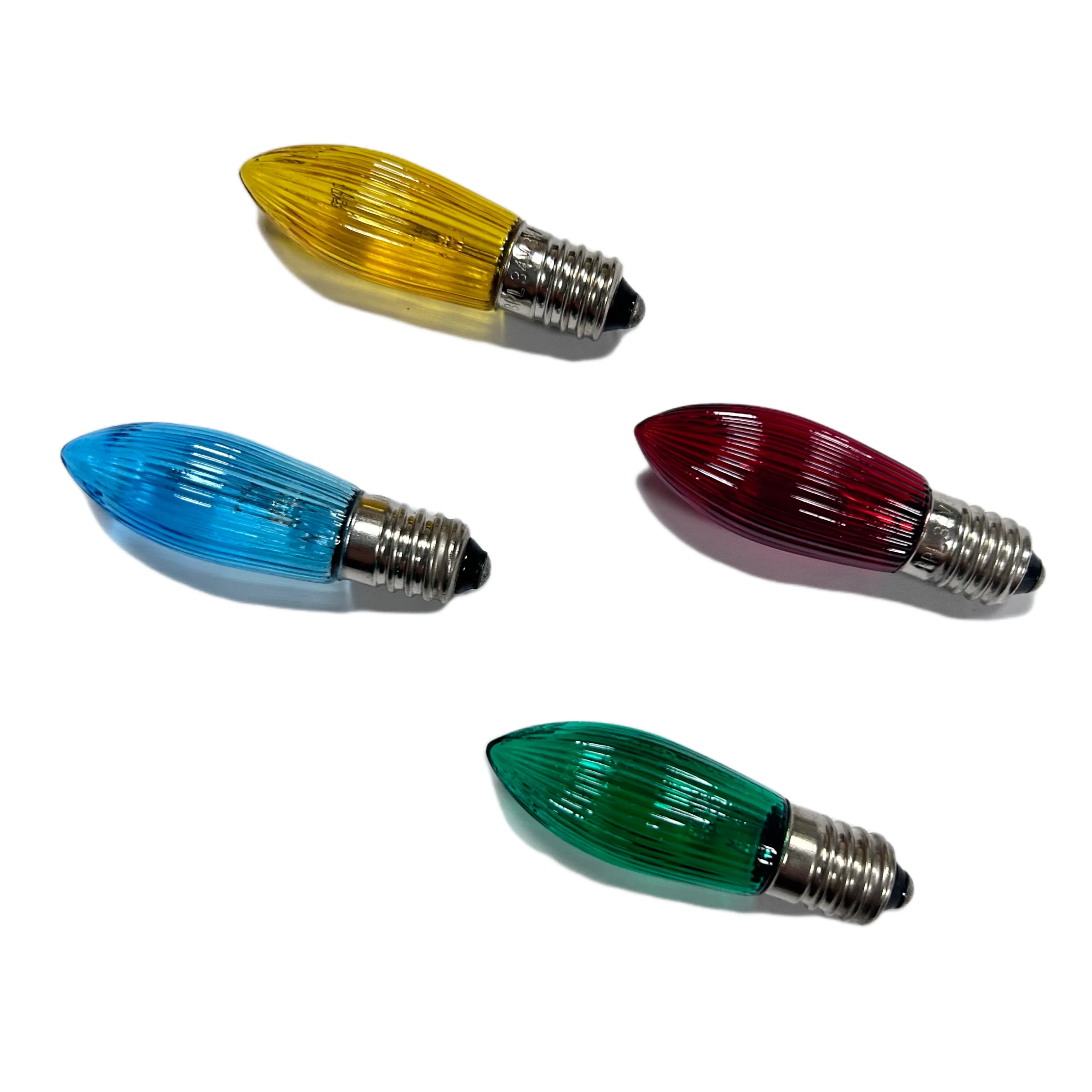 E10 spiral base 12V3W, 24V3W, 34V3W candle bridge top decorative bulb