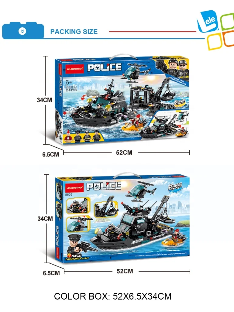 Lele Brother Police Command Center Building Blocks Swat Warship Kids Educational Block Toys