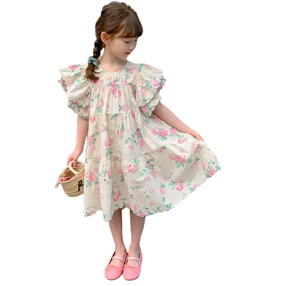 2023 summer flying Sleeve dress kids girl fashion long dress for 12 year old girl princess dress for girls 11 to 12 years