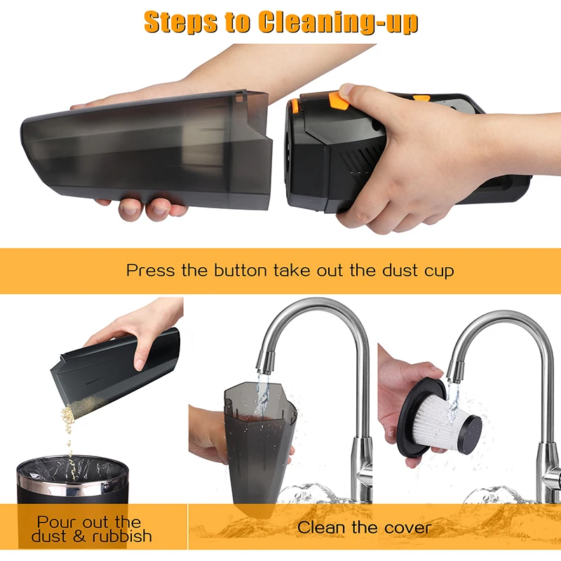 CARSUN Portable Cordless Handheld Aspiradora 7000PA Strong Suction 120W High Power Wet & Dry Use Vacuum Cleaner for Car