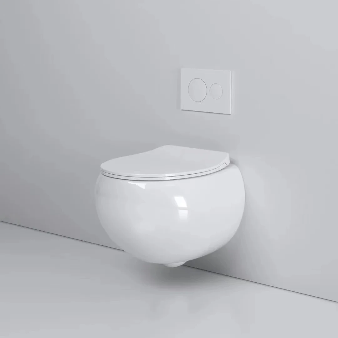 Bathroom Wall Hung Toilet UF Cover Concealed Cistern Toilet Egg Shape Wall Mounted Ceramic Toilet