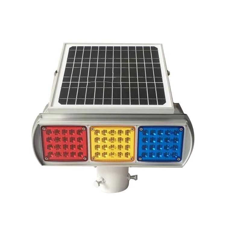 High Quality Double Sided LED Traffic Signal Lights Waterproof Aluminum Solar Strobe Red Blue Yellow Warning Lights