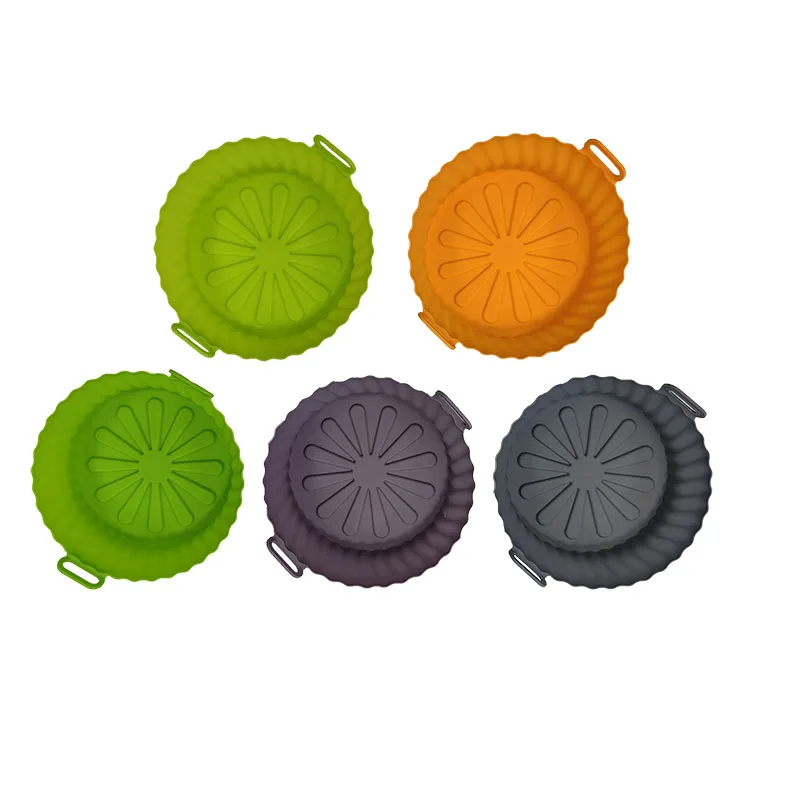 Amazon Hot Sale Air Fryer Silicone Pot Foldable Silicone Bakeware Reusable Airfryer Baking Pan Air Fryer Liners Pot With Handles