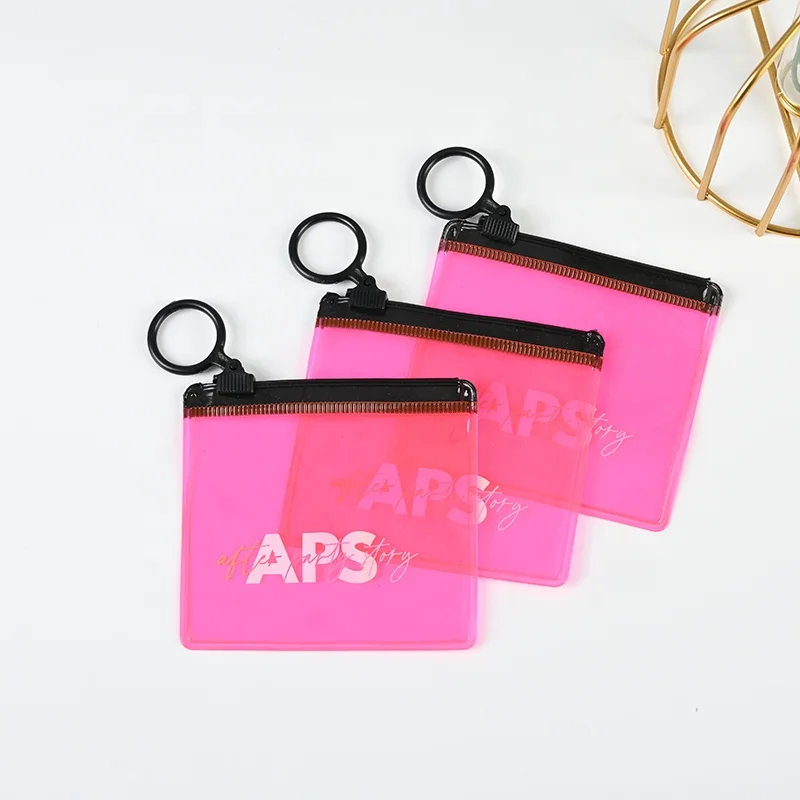 Custom Print Logo Plastic Ziplock Pouch Zip Lock Pvc Small Square Frosted Zipper Bag For Earring Necklace Jewelry Packaging