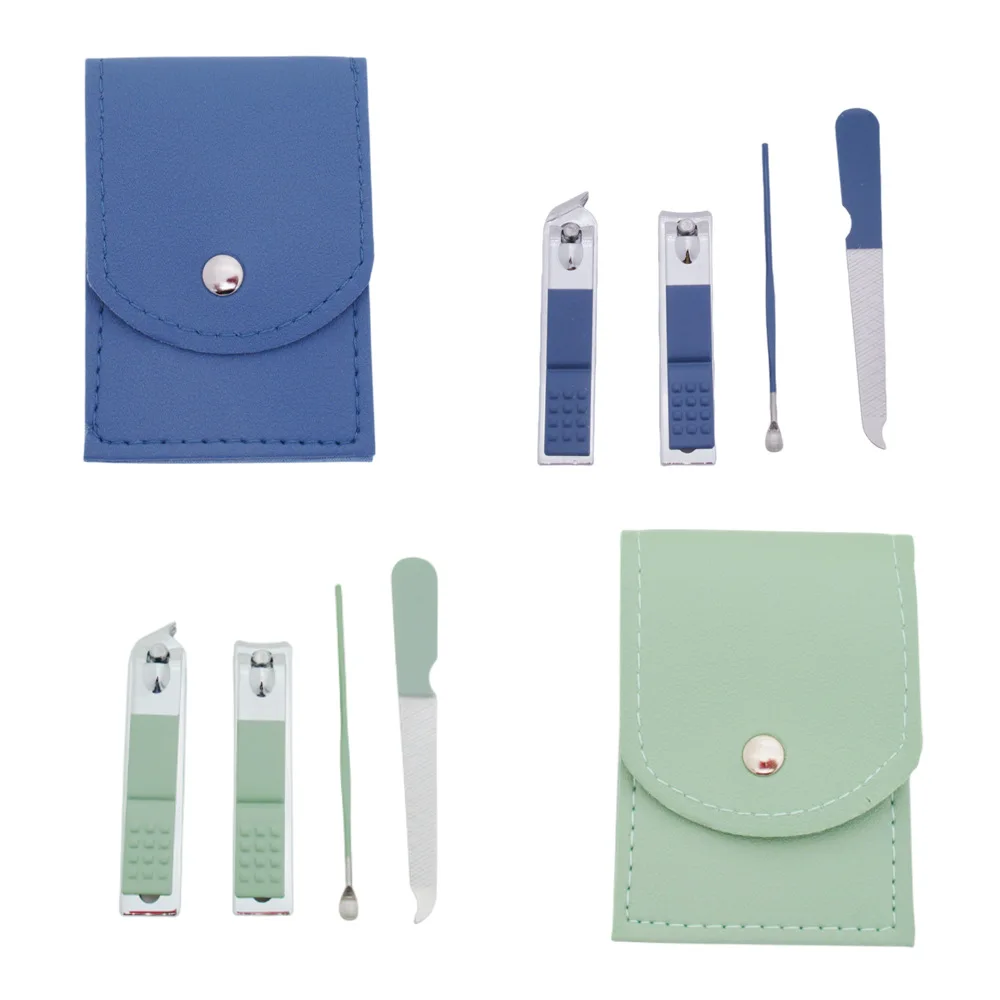 Custom Printed Logo Cheap Mini 4Pcs Manicure Pedicure Set Stainless Steel Beauty Personal Nail Care Tool Kit Nail Clippers Set