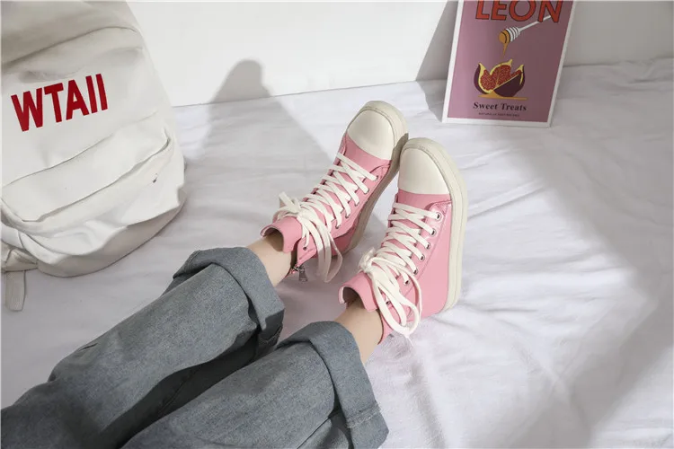 2024 Pink Sneakers women luxury Fashion shoes designer high top ankle boots leather female ladies sneakers for women