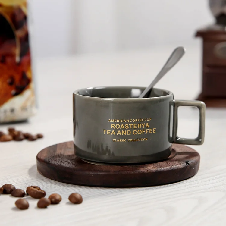 European style delicate custom logo porcelain cups saucers ceramic coffee mug