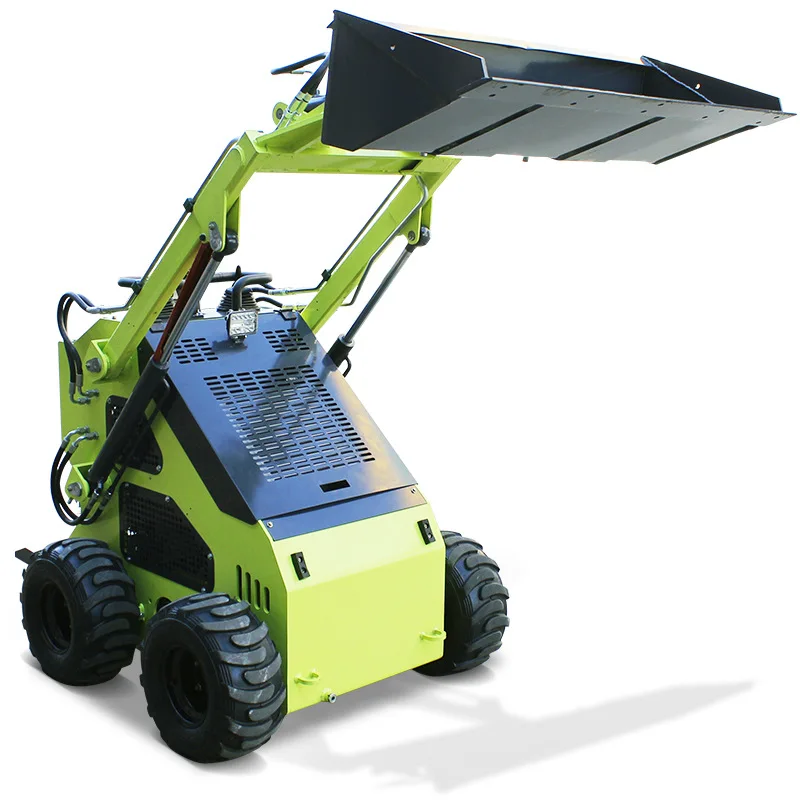 Small Skid Steer Loader 4WD Wheel Mini Front Loaders Multi Functional Mini Skid Steer Loader Attachments Construction Machinery