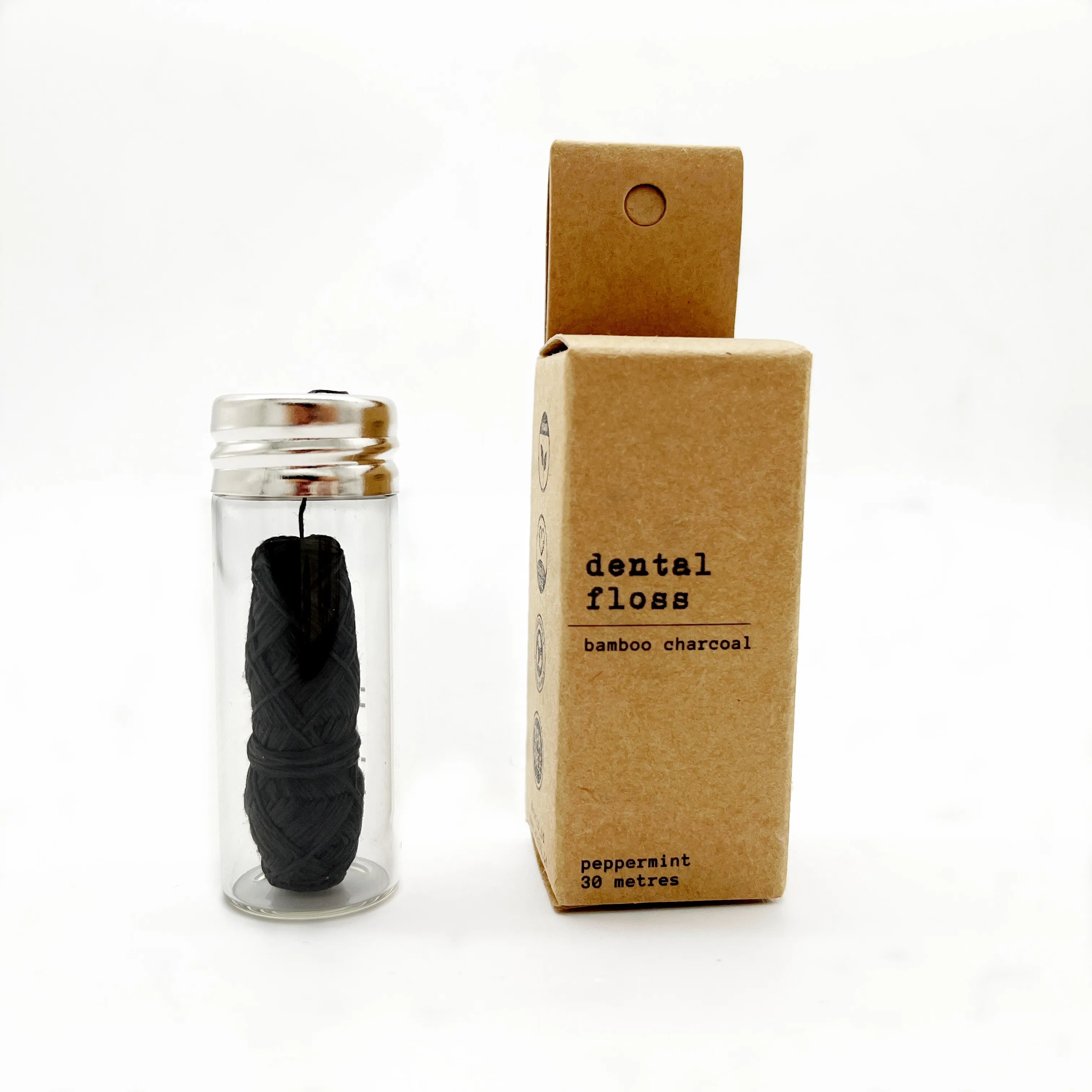 Eco-Friendly Smart Dental Flosser Biodegradable and Disposable Vegan Waxed Bamboo Floss with Charcoal for Oral Care