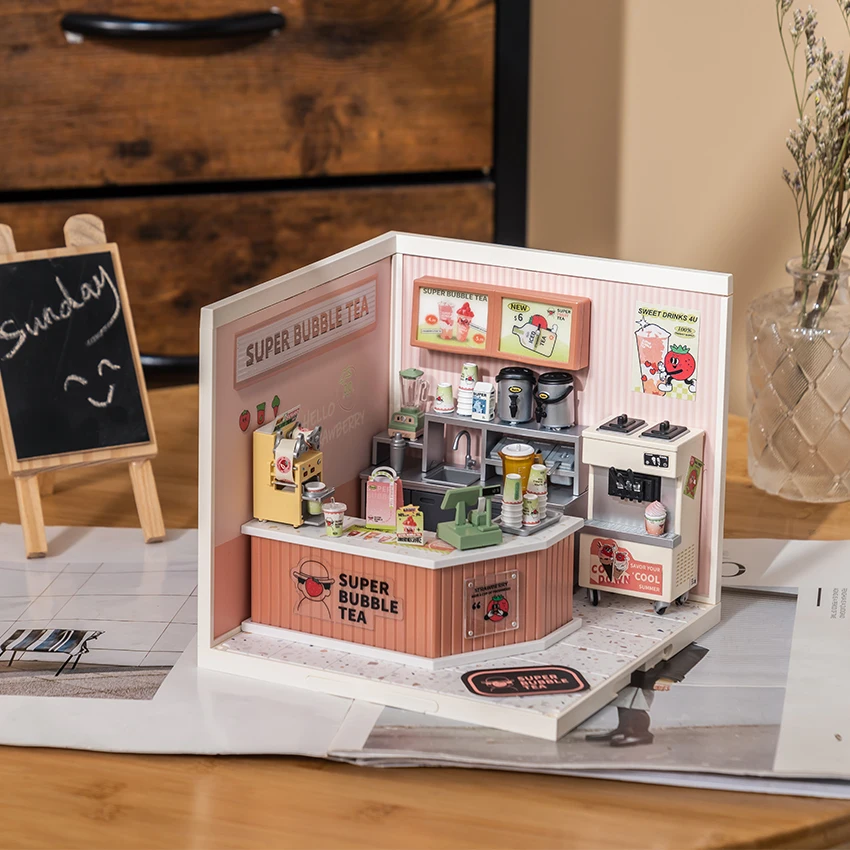 Robotime Rolife 3D Plastic Puzzle DW006 DIY Handmade Wooden Miniature Doll House Kit With Light