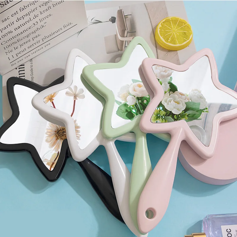 High Quality New Arrival Travel Portable Handheld Cosmetics Star Mirror Custom Logo Makeup Mirrors Single Side Handheld Mirror