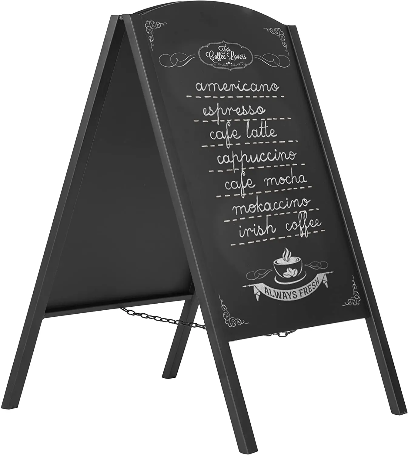 Decorative Wedding Party Black Metal Large A-Frame Erasable Chalkboard Restaurant Menu Chalk Board
