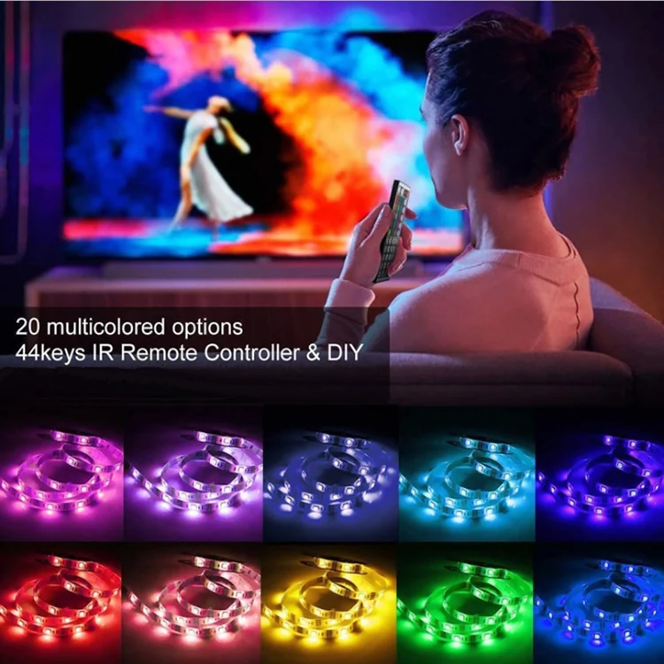 12 В smd 5050 2835 rgb светодиодная полоса освещения Набор 24 клавиши 44 ИК пульт дистанционного управления Светодиодные полосы комплект с адаптером