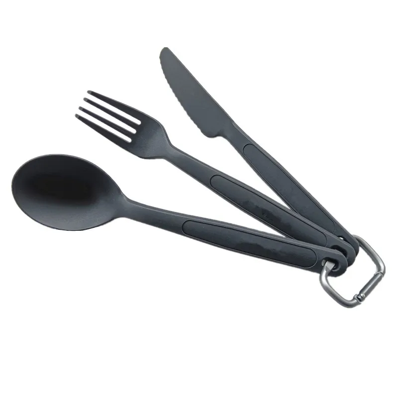 Eco-Friendly Ultra-light Spoon Fork and Knife 3-PC Cutlery Set Come With a carabiner for Travel Outdoor Camping and Hiking