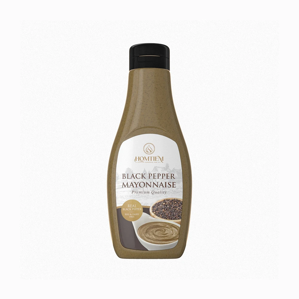 Homtiem Black Pepper Mayonnaise 7.04 Oz (200g.) Squeeze Bottle Vegan Non-GMOs Egg Free Gluten Free Dairy free