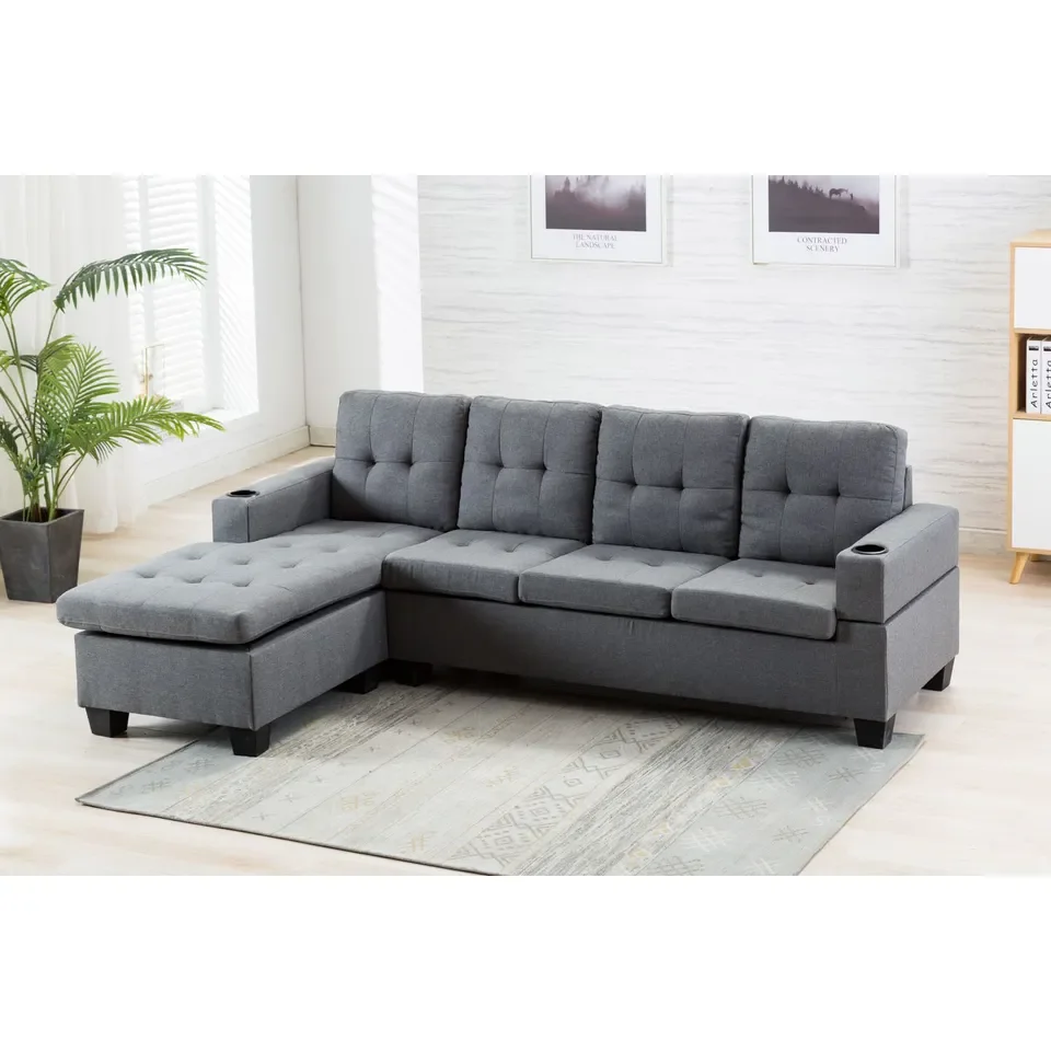 Frank furniture 2023 new model fabric I shape sofa set design living room fabric corner sofa Recliner Leather Sofa