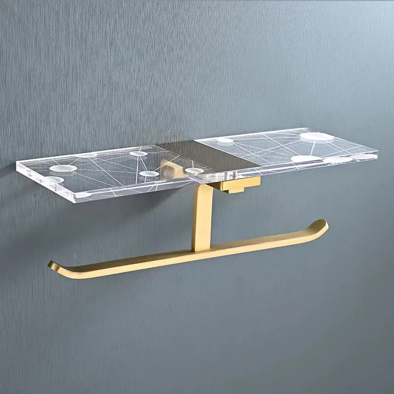 Acrylic Paper Towel Holder Wall-mounted Bathroom Toilet Paper Holder Hotel Roll Paper Phone Holder