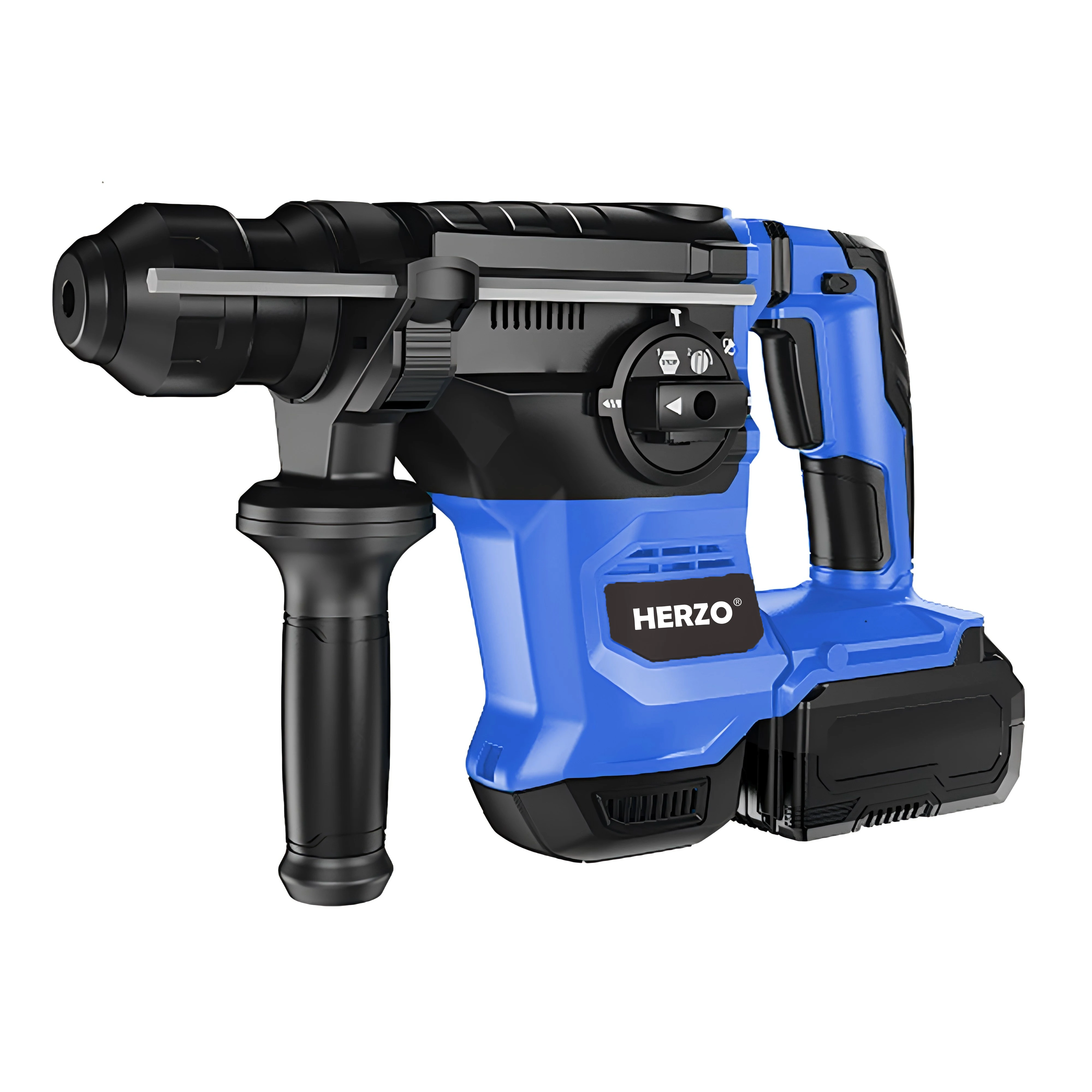 HERZO 40mm Cordless Rotary Hammer Drill Machine for Drilling 18V DC Brushless Drill Hammer Portable 4J