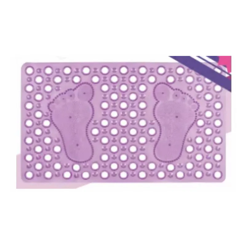 High quality multi-color PVP material bath mat feet pattern purple shower non-slip bathroom mat