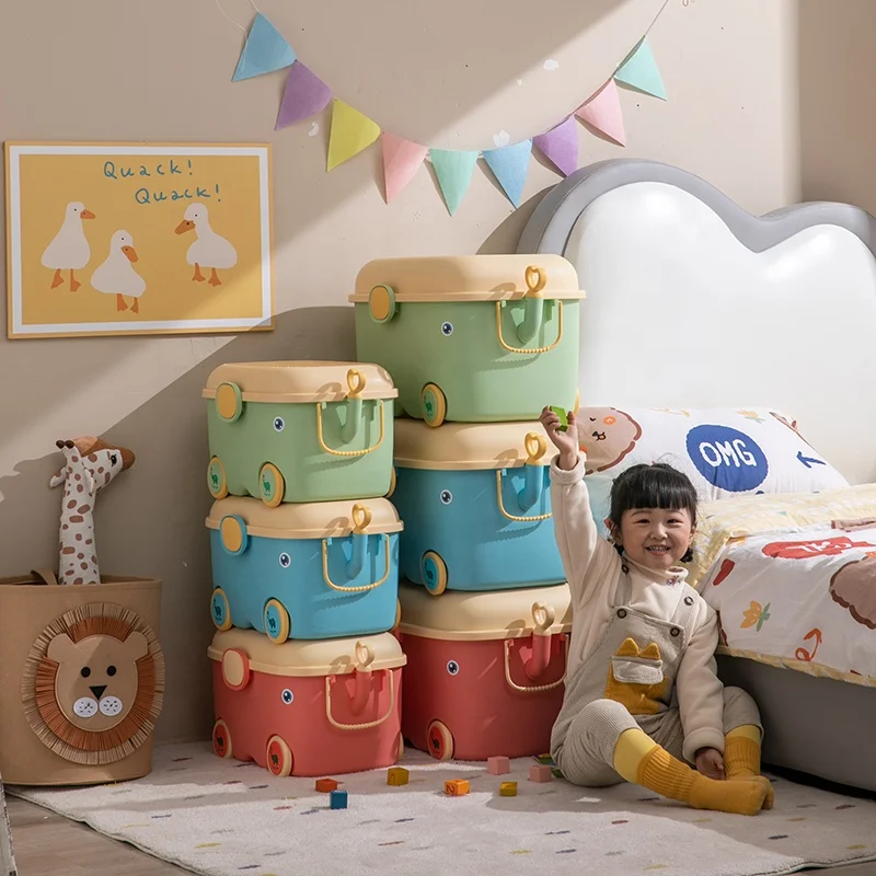 YIKEYOU Large storage box with lid Children toy storage box kid storage box with wheel
