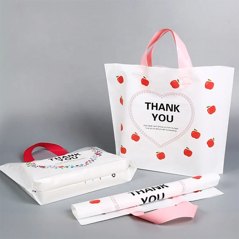 HDPE Die Cut Handle Bag Copperplate Printing Free Sample Cheap Plastic Promotional Shopping Bag
