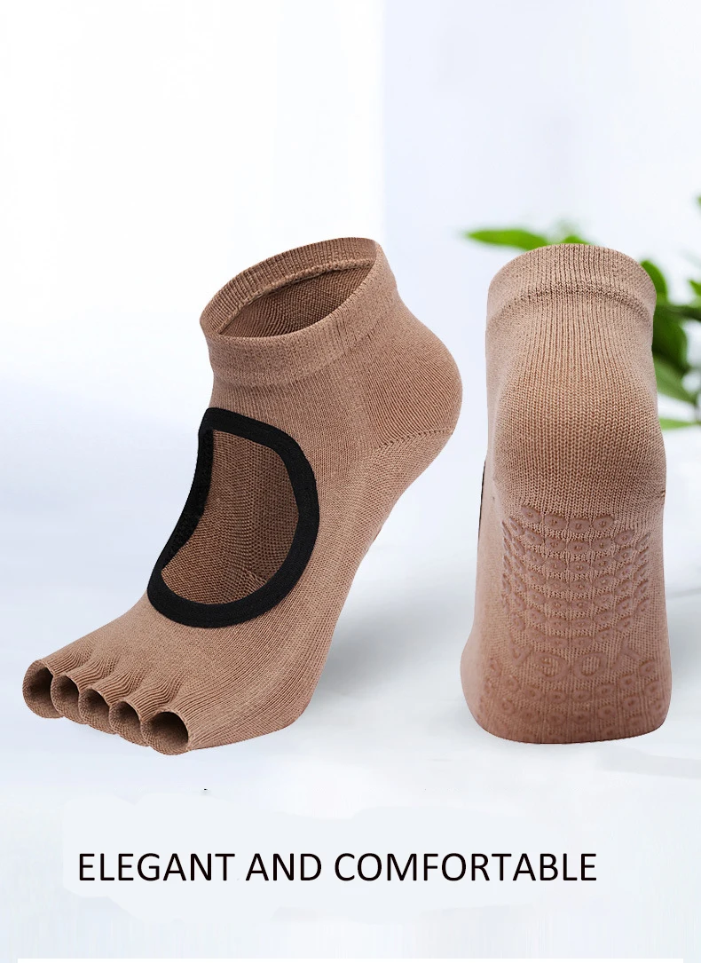 grip wholesale anti slip thickened five-finger yoga socks with open toes