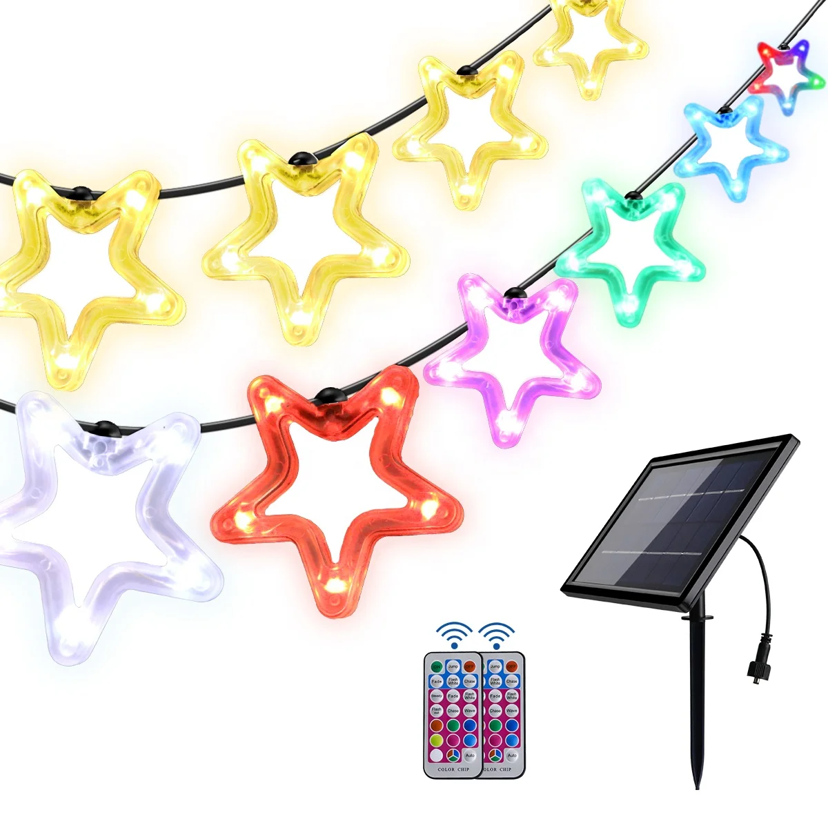 49ft RGB Solar led globe string lights for bedroom piato garden backyark warm white string light