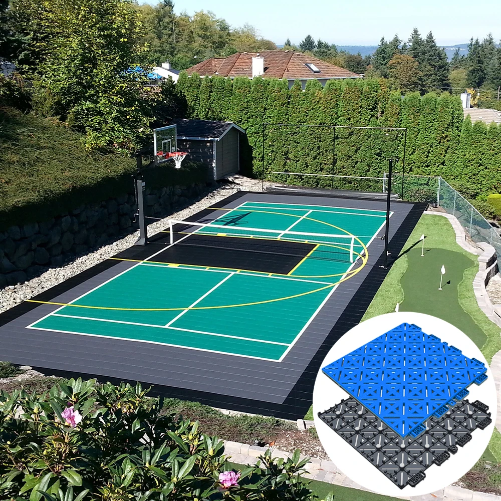 portable roller skating rink PP waterproof sport flooring interlocking volleyball tennis badminton basketball court tiles