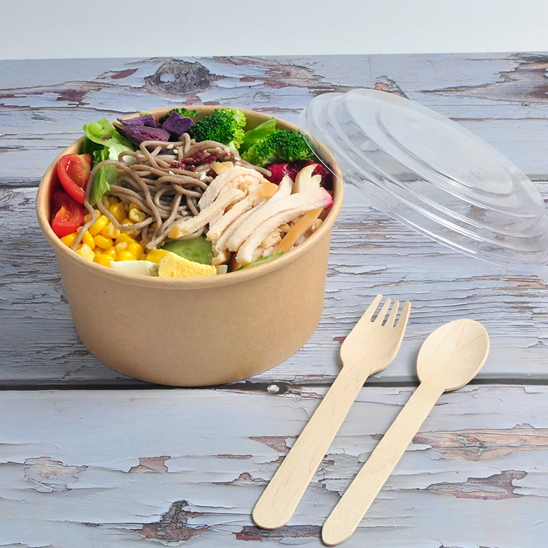 New Arrival 6 8 12Oz Take Out Kraft Paper Bowl Lid Container Noodle Packaging Custom Disposable Biodegradable Soup Cup
