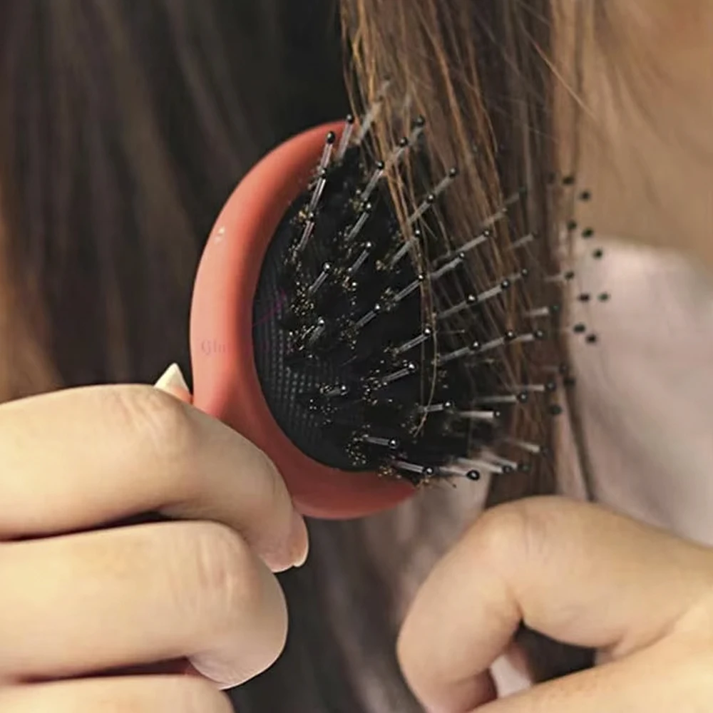 compact small Hair Extensions Brush mini hair detangle brush with cotton bag case packaging bulk blank boar bristle hairbrush