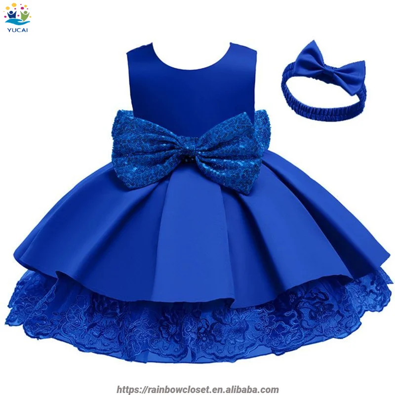 High Quality Kids Fashion Sleeveless Solid color Kids Fashion Evening Princess Lace Puff Party Girl Dress
