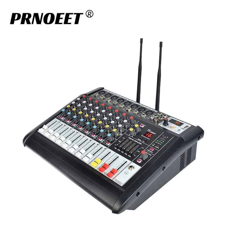 PRNOEET KW-690 audio sound system 8CH dj mixer professional stage pro audio mixer with 2 mic