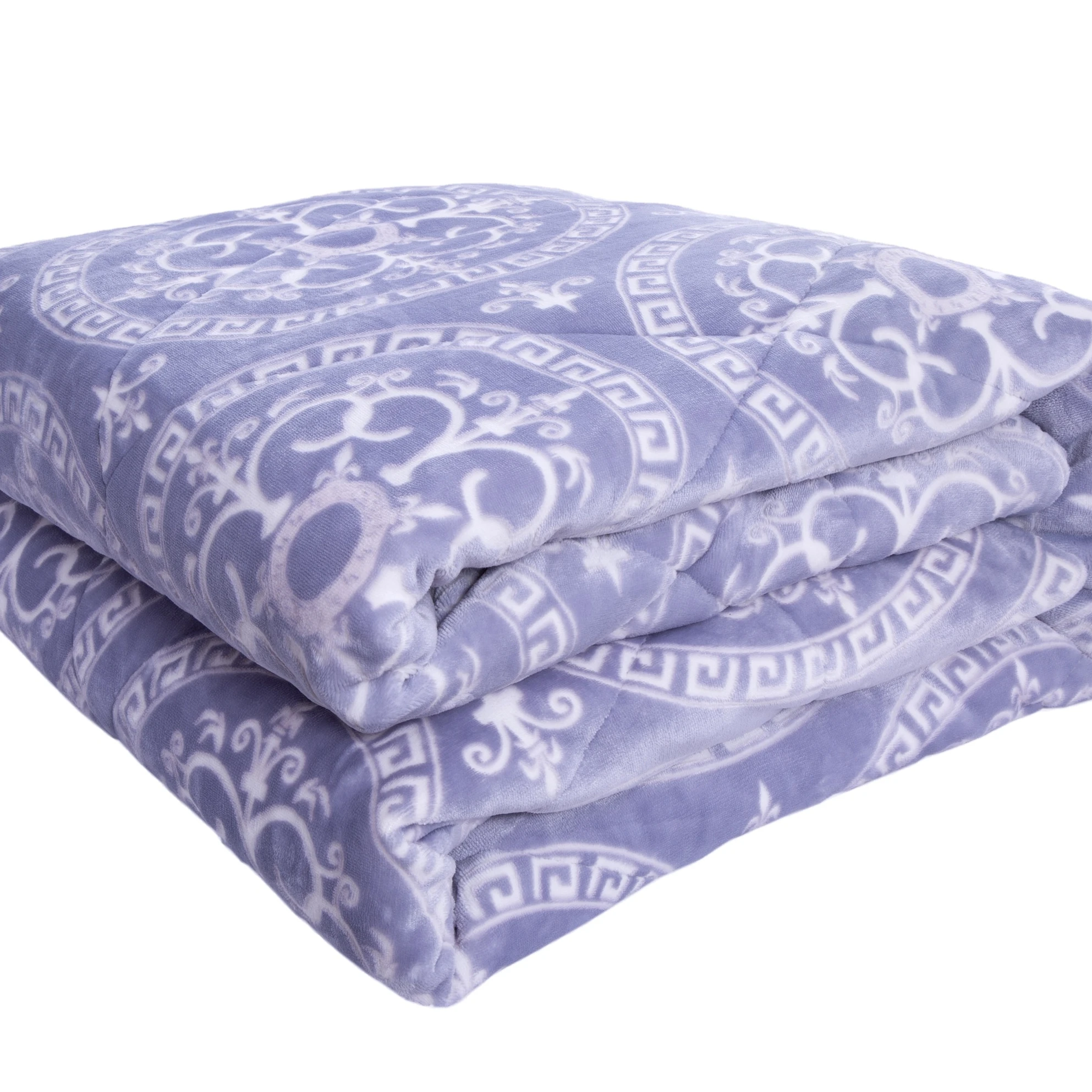 
MOHAP Luxury Burnout Geometric Printed Flannel in Polyester Wadding filling 3D Comforter Winter Bed Cover Thick Quilt 