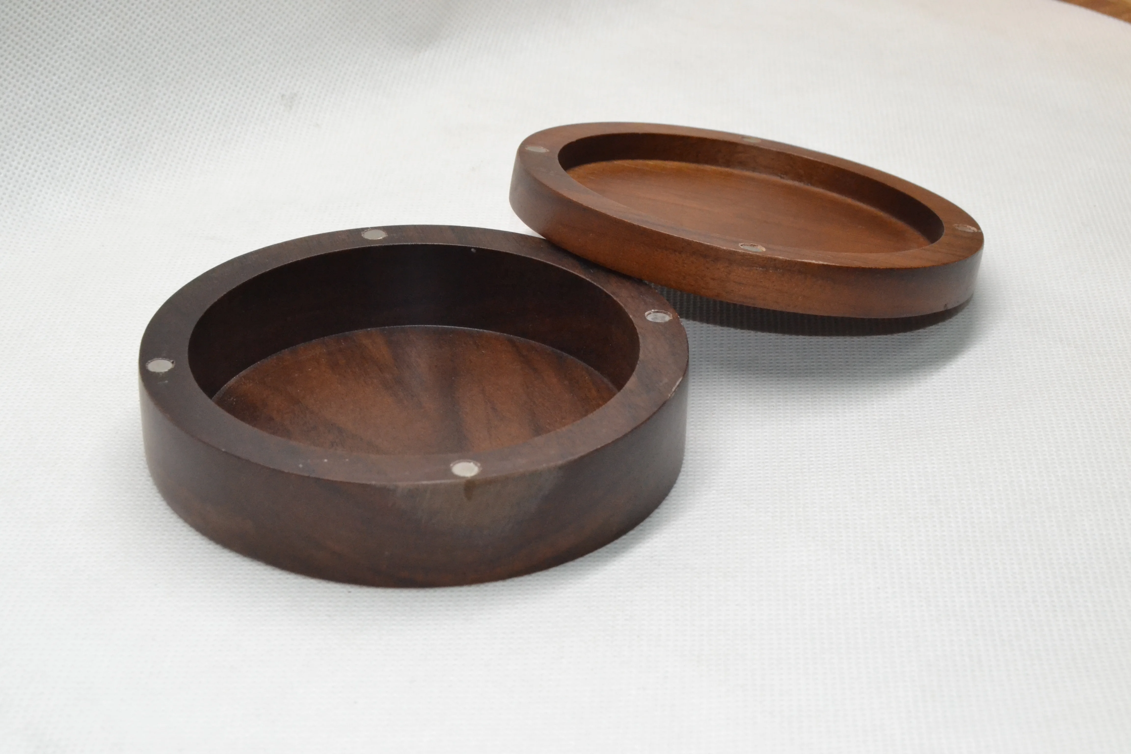 Handmade Luxury round Walnut Wooden Box for Jewelry Storage Gift Box for Bracelets Necklaces Rings Black Wood & Bamboo
