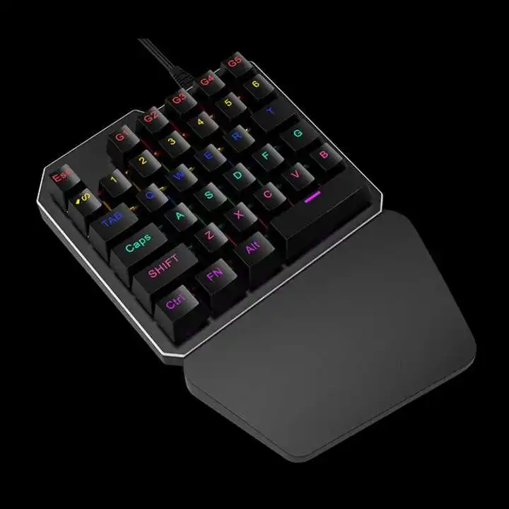 Metal Panel Portable Wired Keyboard One Hand 35-Keys Ergonomic Keypad Gaming Mini Portable Keyboard