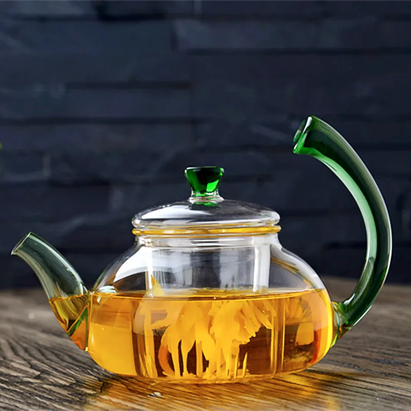 The tea pot can heat the steam of the glass bubble teapot to boil tea health pot