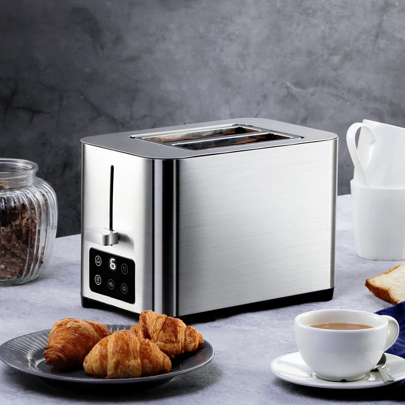 Smart Toaster 2 Slice Extra Wide Long Slot LED Display Sandwich Stainless Steel Toaster With digital Screen